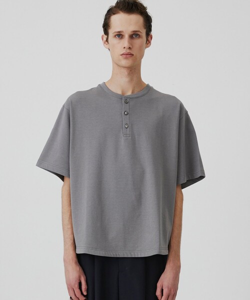 tシャツ ALBINI CASHMERE×SEA ISLAND COTTON HENRY TEE　｜最高級コットン/カシミヤ/春服/夏服 メンズの画像