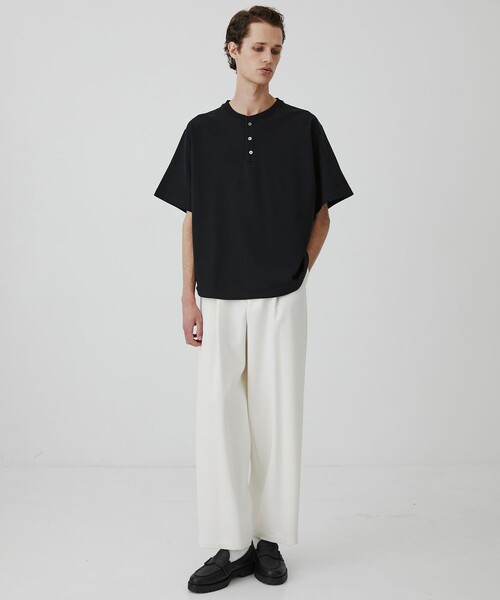 tシャツ ALBINI CASHMERE×SEA ISLAND COTTON HENRY TEE　｜最高級コットン/カシミヤ/春服/夏服 メンズの画像