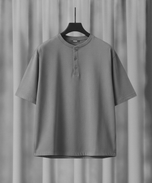 tシャツ ALBINI CASHMERE×SEA ISLAND COTTON HENRY TEE　｜最高級コットン/カシミヤ/春服/夏服 メンズの画像