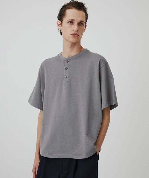 tシャツ ALBINI CASHMERE×SEA ISLAND COTTON HENRY TEE　｜最高級コットン/カシミヤ/春服/夏服 メンズの画像