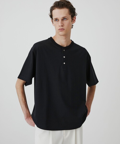 tシャツ ALBINI CASHMERE×SEA ISLAND COTTON HENRY TEE　｜最高級コットン/カシミヤ/春服/夏服 メンズの画像