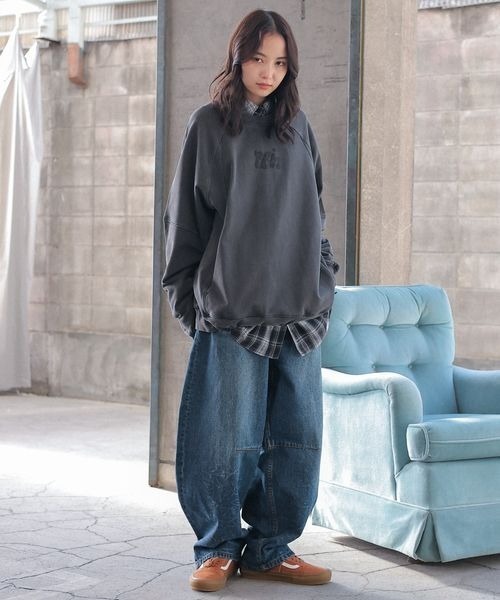 「PBLIM」 スウェットカットソー LARGE パープル レディース_画像4