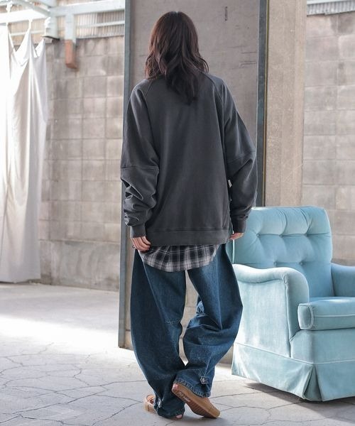 「PBLIM」 スウェットカットソー LARGE パープル レディース_画像5