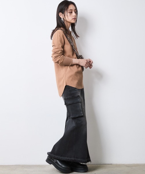 「CHIC STYLE」 長袖カットソー 5L モカ レディース_画像2