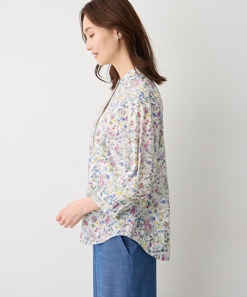 ブラウス シャツ 「Liberty」リバティプリントスタンドカラーシャツ レディースの画像