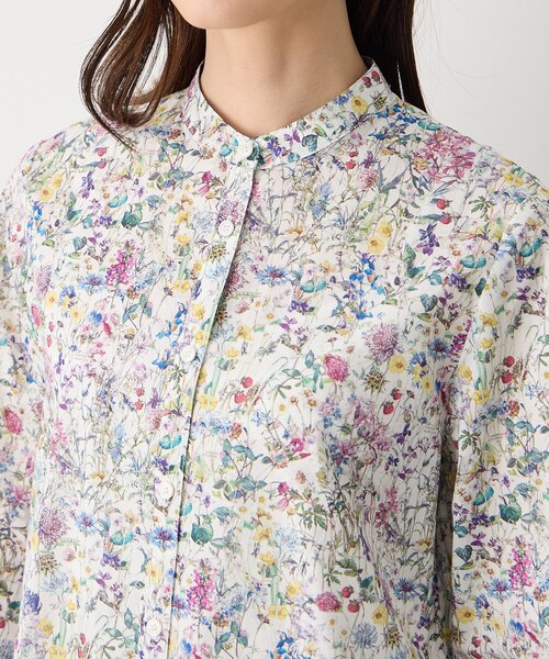 ブラウス シャツ 「Liberty」リバティプリントスタンドカラーシャツ レディースの画像