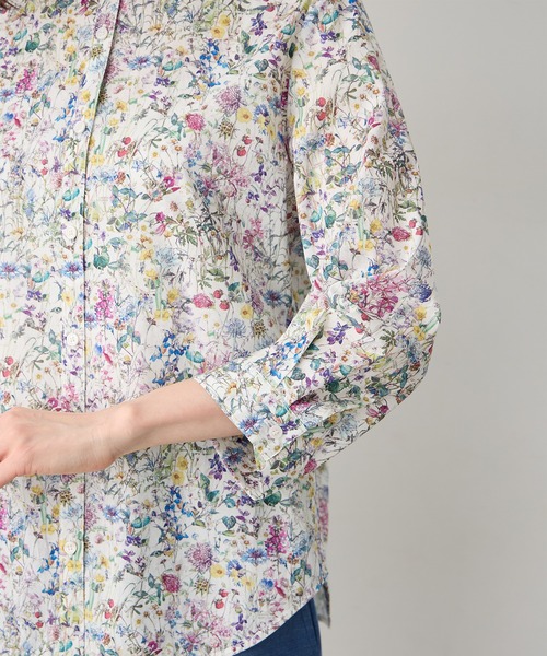 ブラウス シャツ 「Liberty」リバティプリントスタンドカラーシャツ レディースの画像