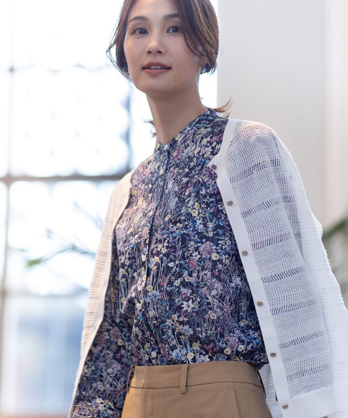 ブラウス シャツ 「Liberty」リバティプリントスタンドカラーシャツ レディースの画像