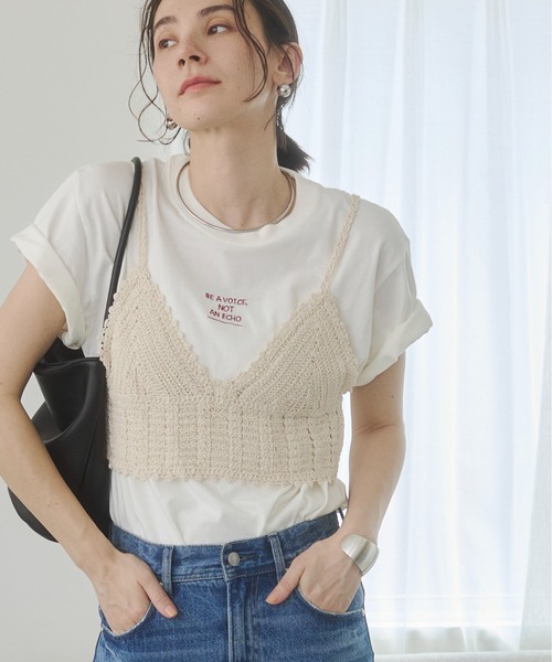 THE SHISHIKUI Crochet クロシェ編みニットキャミソール ANGIE キャミソール クロシェ編み ニット ビスチェ / 夏服 : ZOZOTOWN