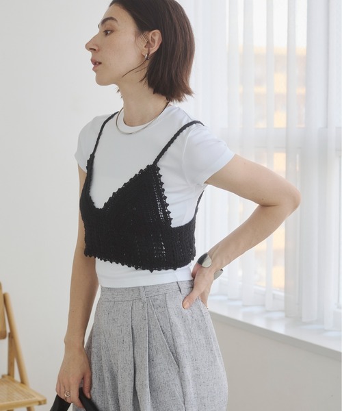 THE SHISHIKUI Crochet クロシェ編みニットキャミソール ANGIE キャミソール クロシェ編み ニット ビスチェ / 夏服 : ZOZOTOWN