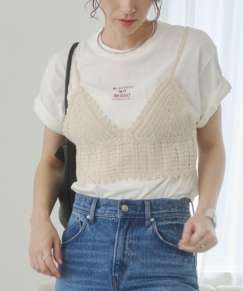 THE SHISHIKUI Crochet クロシェ編みニットキャミソール ANGIE キャミソール クロシェ編み ニット ビスチェ / 夏服 : ZOZOTOWN