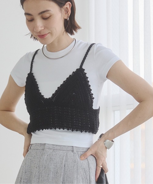 THE SHISHIKUI Crochet クロシェ編みニットキャミソール ANGIE キャミソール クロシェ編み ニット ビスチェ / 夏服 : ZOZOTOWN