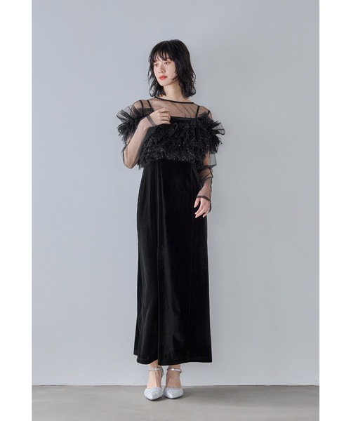 「niana」 コンビワンピース M ベージュ×ブラック レディース_画像2