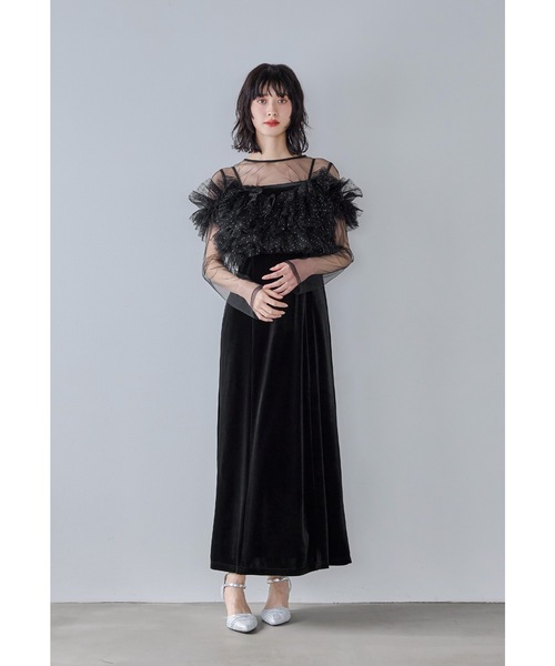 「niana」 コンビワンピース M ベージュ×ブラック レディース_画像4