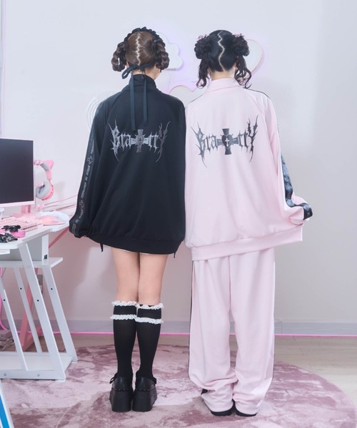 mine by LAFARY セットアップ レザーロゴ刺繍ジャージセットアップ