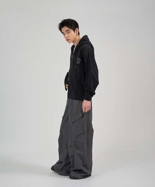 「kutir」 ジップアップパーカー LARGE ブラウン メンズ_画像8