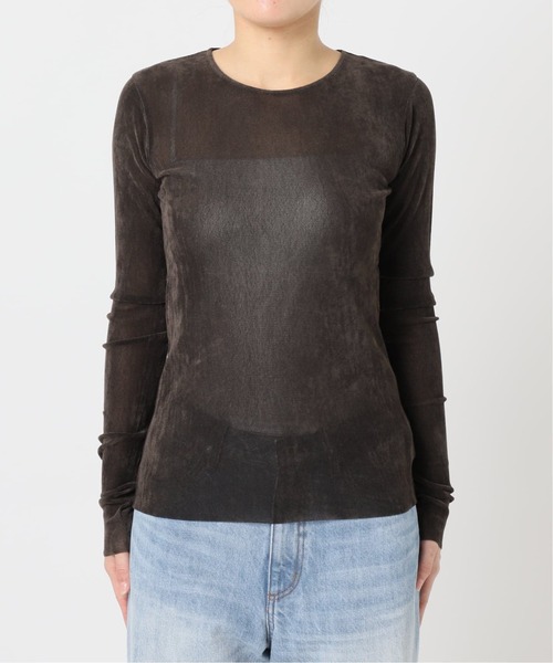 Plage Flocky Mesh ロンT ブラック plage（プラージュ） tシャツ 「追加」Flocky Mesh ロンT レディース