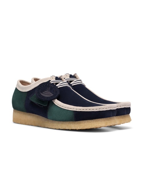 Clarks（クラークス） スニーカー WALLABEE BLUE/GREEN STRIP メンズ