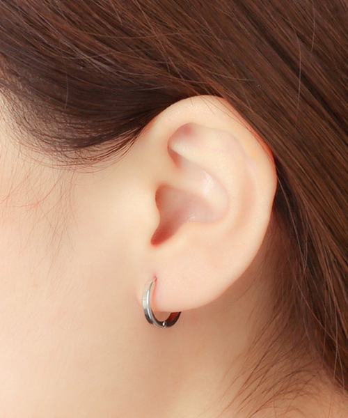 K10 ホワイトゴールド フープピアス ESTELLE ESTELLE ピアス K10 ホワイトゴールド フープピアス ESTELLE