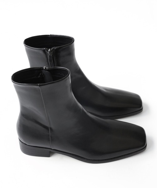 minsobi ブーツ スクエアトゥプレーンブーツ メンズ : ZOZOTOWN Yahoo  