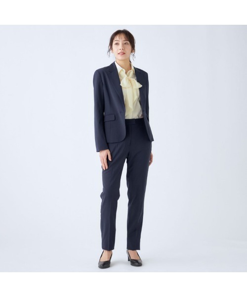 I.M.G.N パンツスーツ ダークネイビー 洗える ストライプ　17・15 SUIT SELECT スラックス パンツ 「セットアップ対応」「SUIT