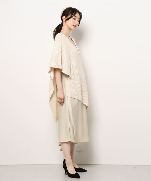 DRESSLAVE ワンピース knit poncho×satin layered dress(バイ