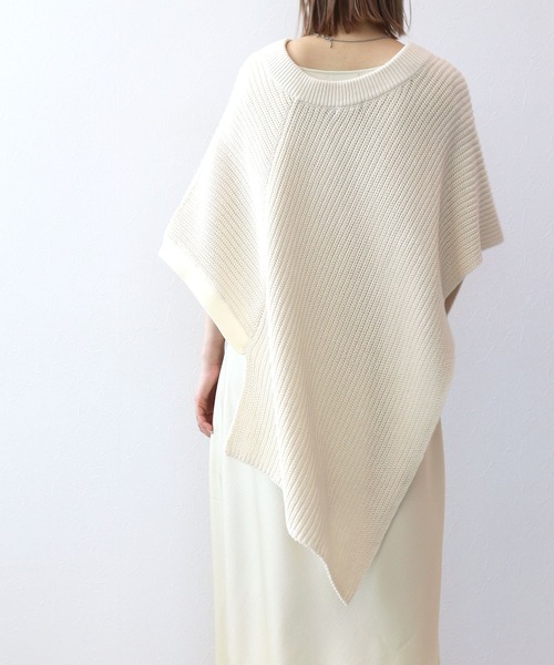 【美品】イッセイミヤケ ニットポンチョ バイカラー ライン スクエア DRESSLAVE ワンピース knit poncho×satin layered dress(バイ