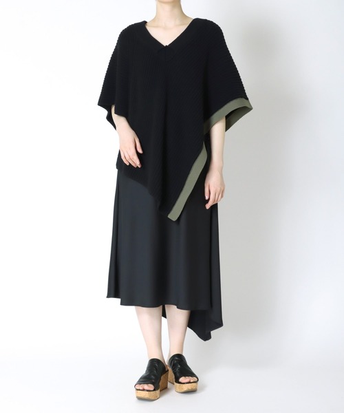DRESSLAVE ワンピース knit poncho×satin layered dress(バイ