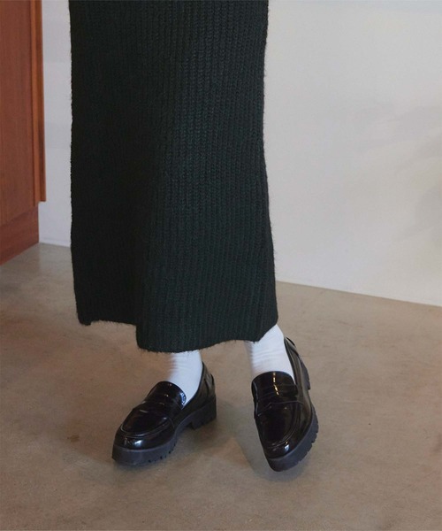 ワンピース VネックIラインニットワンピース