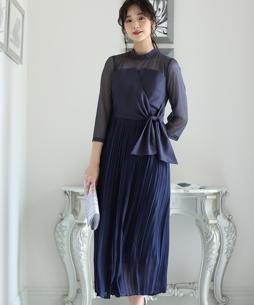 PourVous（プールヴー） ドレス ミモレ丈＆七分袖フォーマルビスチェ