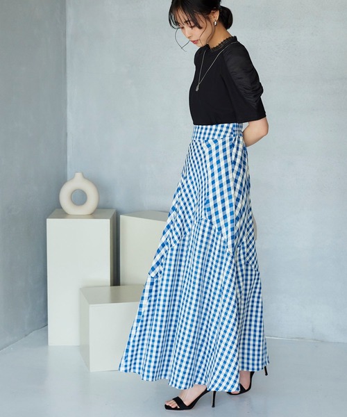 RUIRUE BOUTIQUE スカート ミックスギンガムチェック・美脚