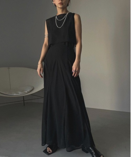 Ameri ワンピース MEDI 2WAY ATTRACT LAYERED SHEER DRESS