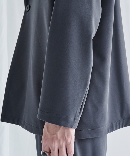 PUBLIC TOKYO 半袖シャツ セットアップ　グレー サイズ1 サテンライクシルキーオープンシャツ(1 DARK GRAY): : メンズ