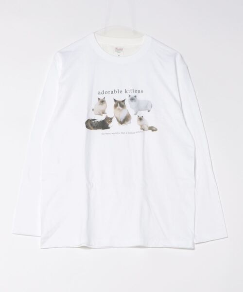 dizzit catプリントtシャツbeige tシャツ CATプリントロングTシャツ レディース : ZOZOTOWN