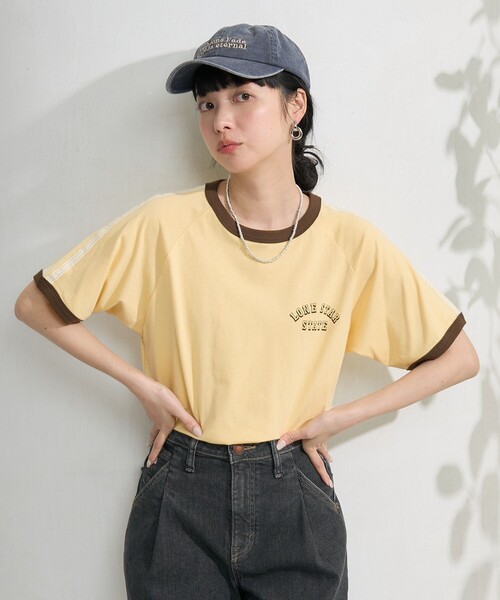tシャツ 5分袖リンガーTシャツ レディース SENSE OF PLACE｜クルーネックリンガーボーダーTシャツ(5分袖
