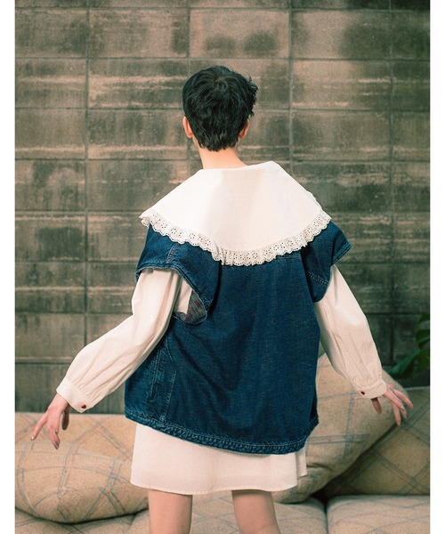 ベスト ジレ KURO x little sunny bite denim vest レディース メンズ Little sunny bite ベスト ジレ KURO x little denim vest