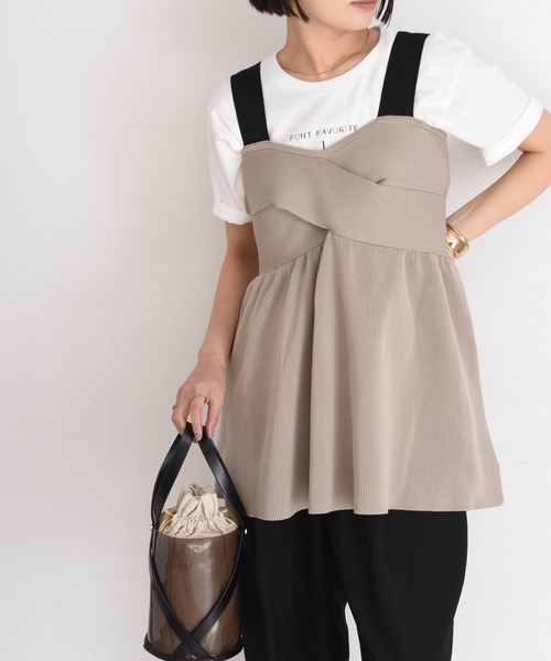 ベスト ジレ カシュクールペプラムビスチェ レディース