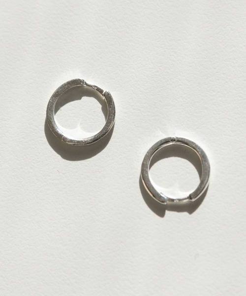 Magine（マージン） ピアス SV925 FLAT HOOP PIERCE(M) 14mm:シルバー
