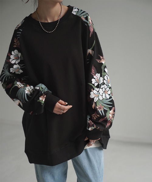 花柄☆レディース トレーナー スウェット◇ marimekko グリーン 花刺繍