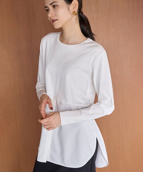 tシャツ 「洗える/抗菌防臭」シャツコンビレイヤードTシャツ レディース UNFILO tシャツ 「洗える/抗菌防臭」シャツコンビレイヤードT