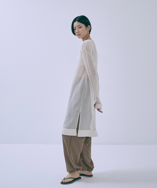 ブラウス シャツ Sheer Dot Tunic レディース EN NEUME ブラウス シャツ Sheer Dot Tunic レディース