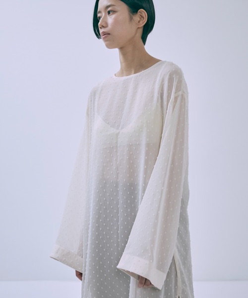 ブラウス シャツ Sheer Dot Tunic レディース EN NEUME ブラウス シャツ Sheer Dot Tunic レディース
