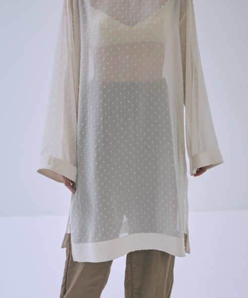 ブラウス シャツ Sheer Dot Tunic レディース EN NEUME ブラウス シャツ Sheer Dot Tunic レディース