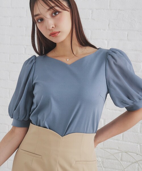 index tシャツ シアースリーブハートネックトップス「洗濯機洗い