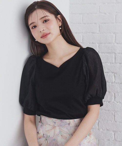 index tシャツ シアースリーブハートネックトップス「洗濯機洗い