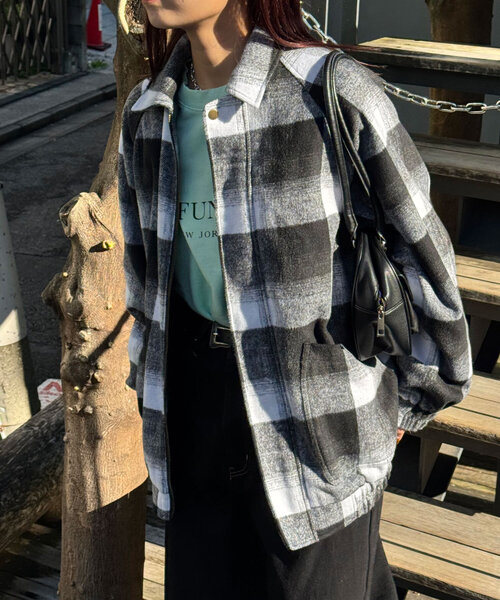 CIAOPANIC ブルゾン アウター シャギーチェックブルゾン レディース