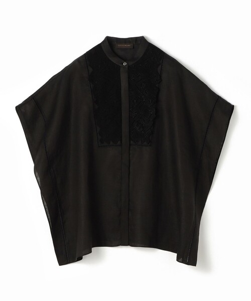 TOMORROWLAND collection ブラックロングブラウス ブラックコンビネーション ロングブラウス（シャツ/ブラウス