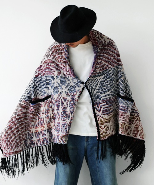 antiqua（アンティカ） ニット セーター 和模様ストールポンチョ