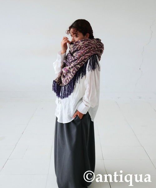antiqua（アンティカ） ニット セーター 和模様ストールポンチョ