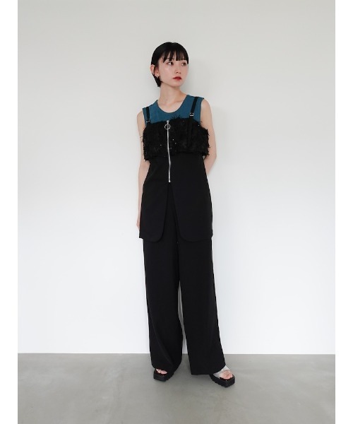 24時間限定タイムセール sahara Fluffy Top/フラッフィーレイヤードジップ Zip Layered トップス